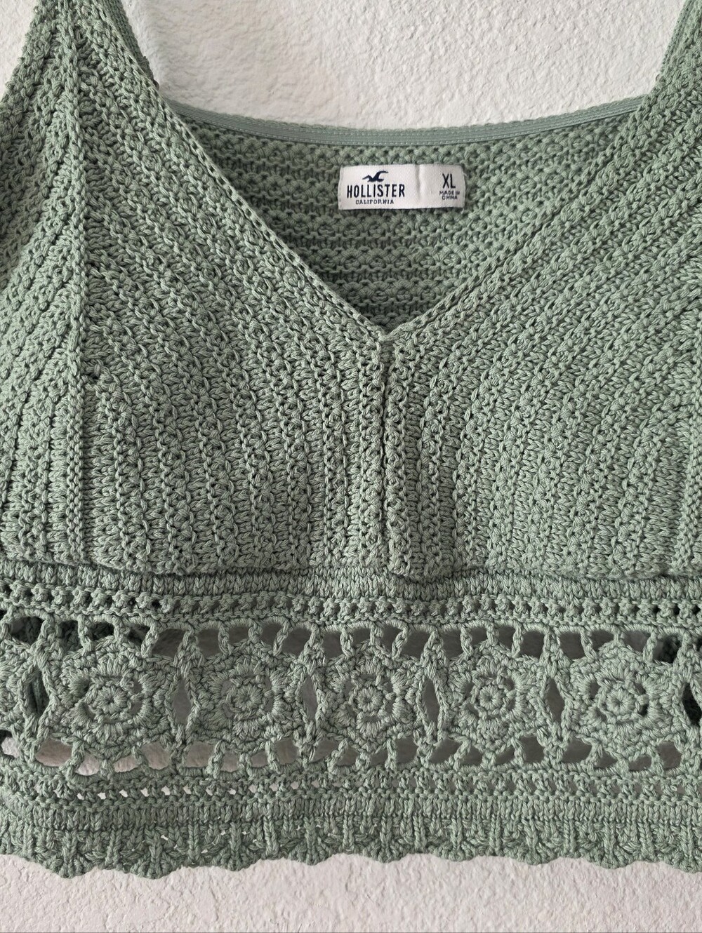 Hollister Sage Green Crochet Bralette Top - Picture 3 of 10